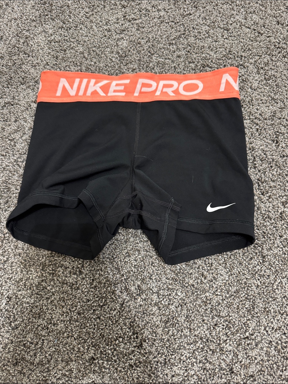 Nike Black Compression Shorts with Coral-Orange Waistband